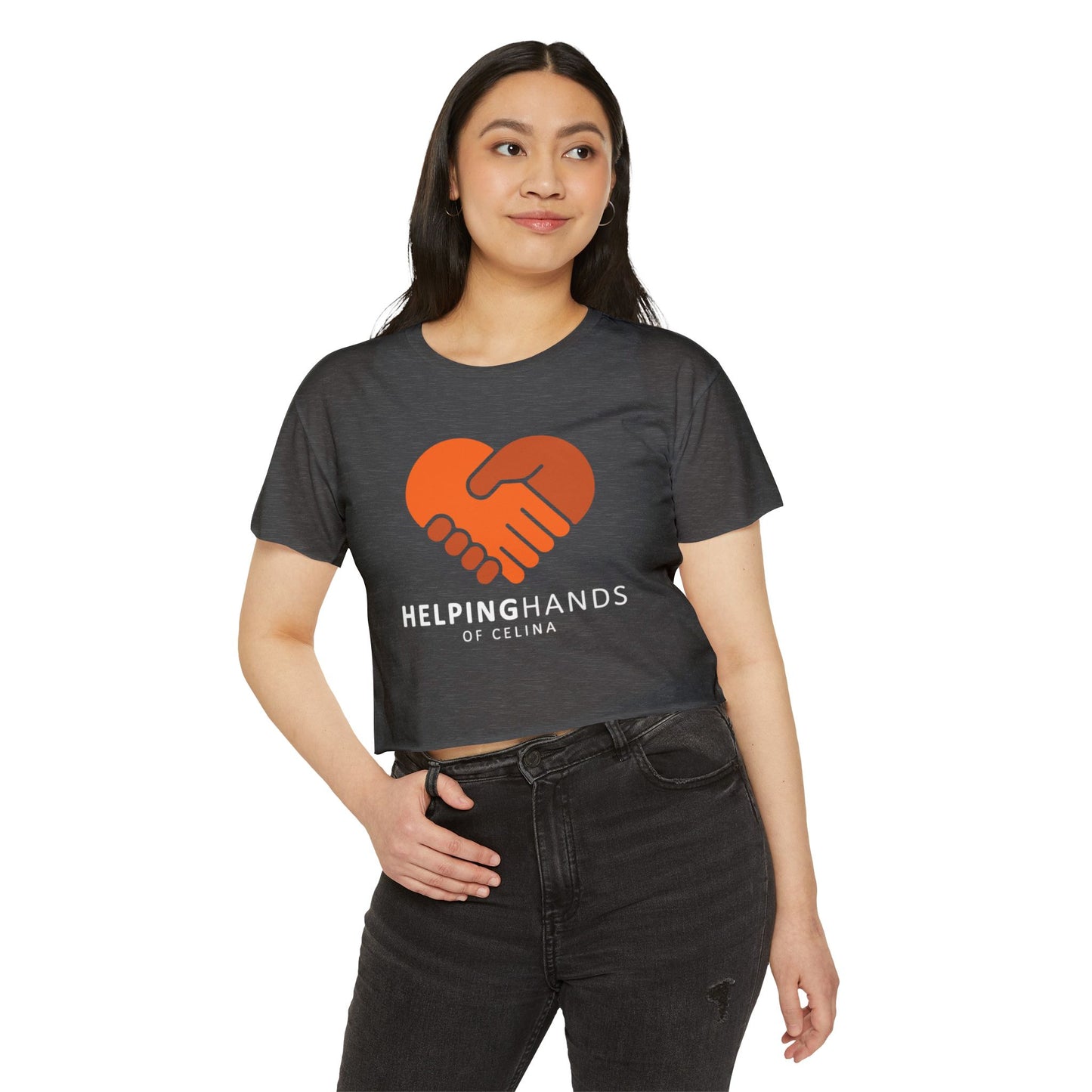 Festival-Themed Women's Crop Top, Helping Hands Graphic Tee